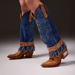 Bota Texana Alman Denim Cogñac