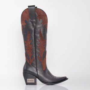 Bota Texana Targu Black Gamuza Choco