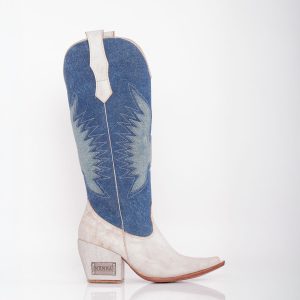 Bota Texana Velika Denim Arizona White